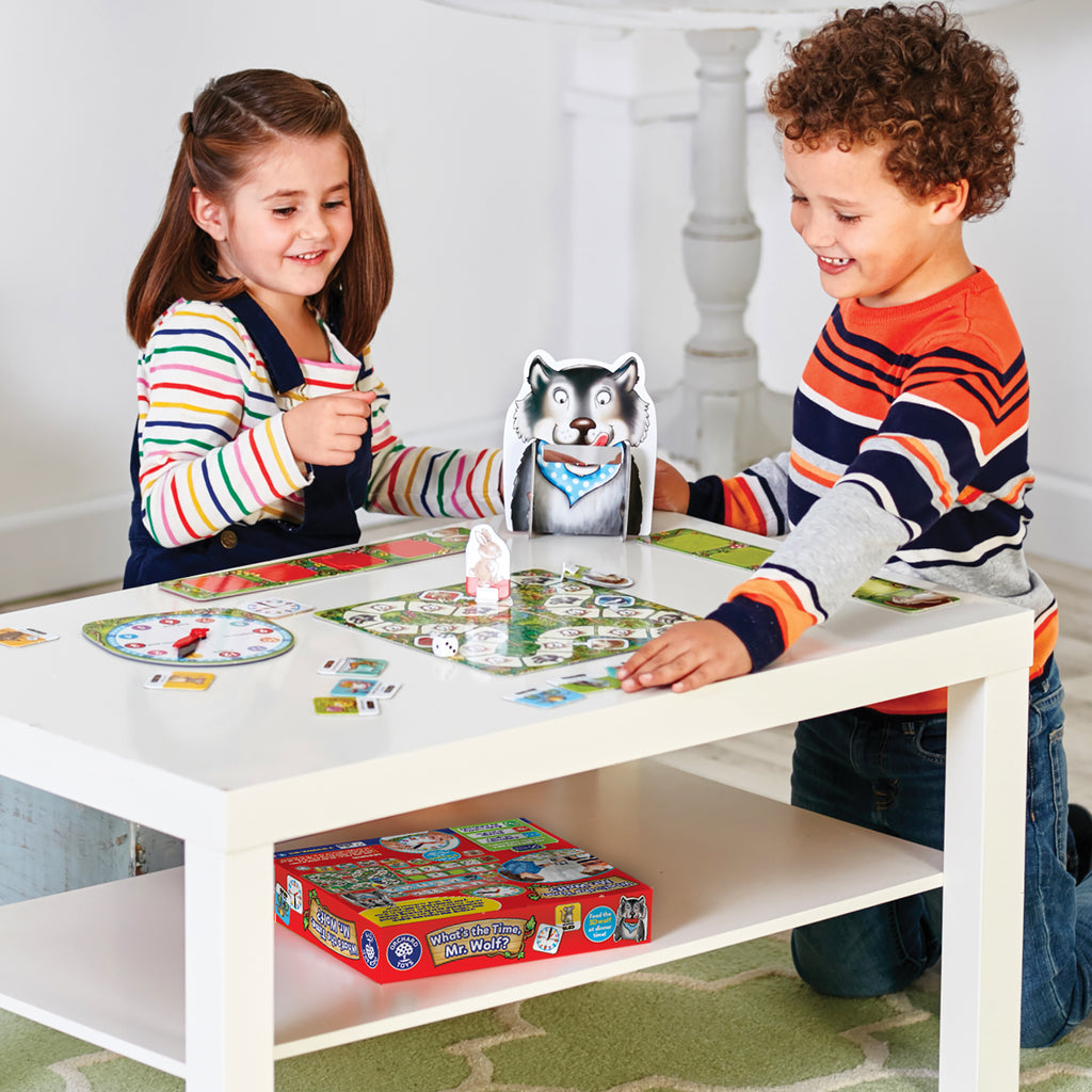 Orchard Toys What's the Time Mr Wolf Game Educational Board Game for Children Aged 5+ Teaches Time Telling with Movable Clockface and 3D Wolf