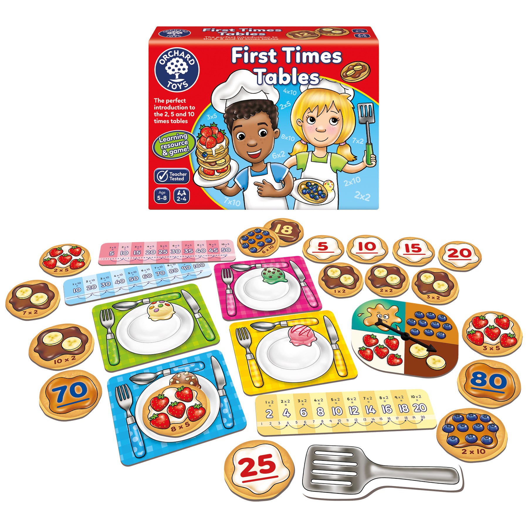Orchard Toys First Times Tables educational toy set with colorful components on a white background