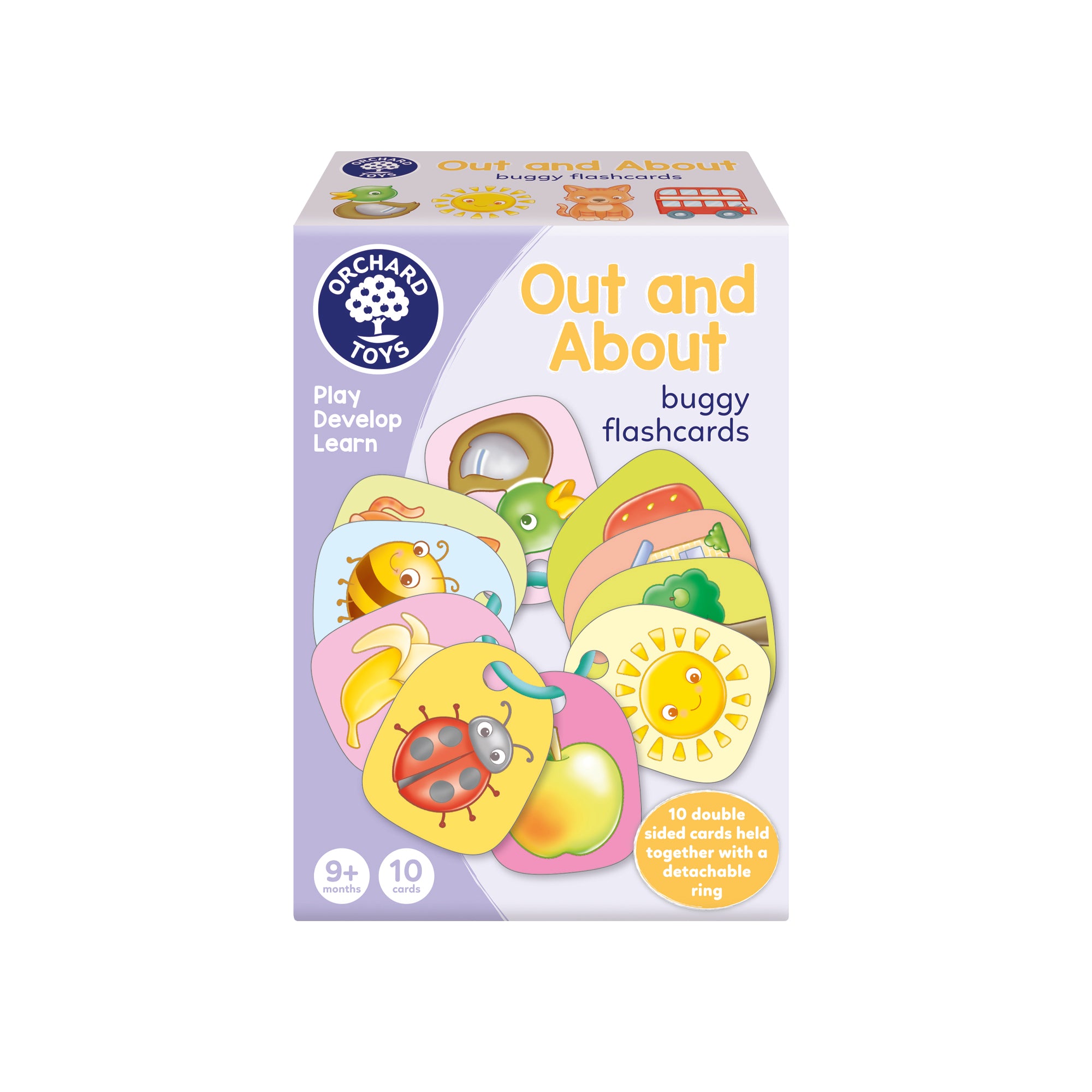Orchard Toys Out and About Buggy Flashcards – 10 Double-Sided Wipe-Clean Educational Flashcards for Babies & Toddlers