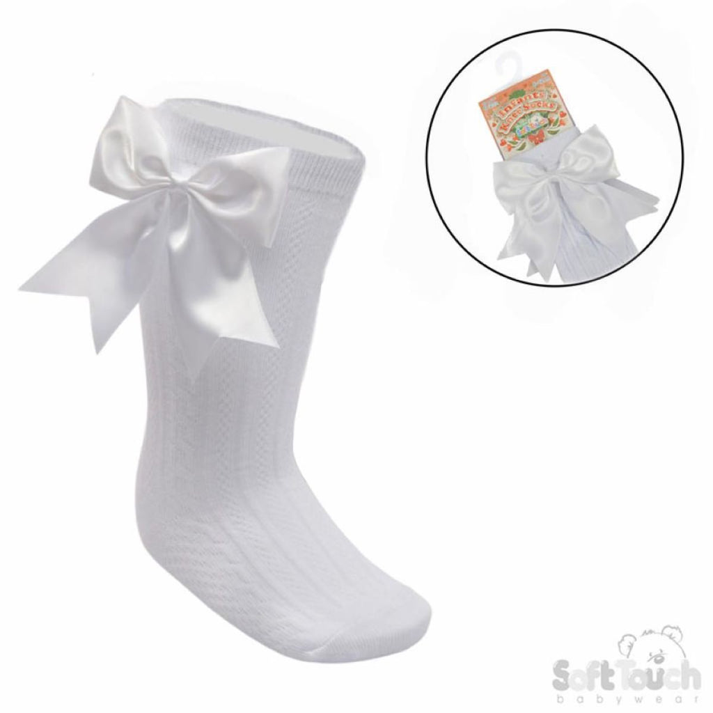 Girls' Bow Ribbon Knee High Socks | Love Print Knit | 0–3 Months to 1–2 Years
