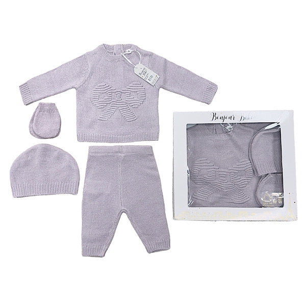 Bonjour Bebe Spanish Outfit Striped Dog Knitted Layette Set Newborn - 6 Months