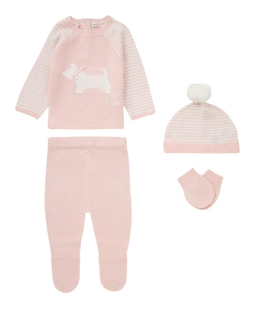 Bonjour Bebe Spanish Outfit Striped Dog Knitted Layette Set Newborn - 6 Months