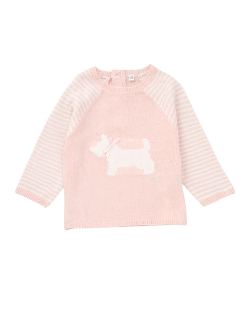 Bonjour Bebe Spanish Outfit Striped Dog Knitted Layette Set Newborn - 6 Months