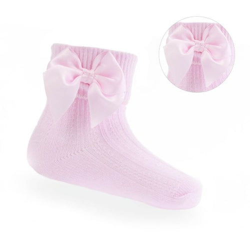 Baby & Toddler Soft Touch Ankle Bow Socks | Pink & Blue | 0–24 Months