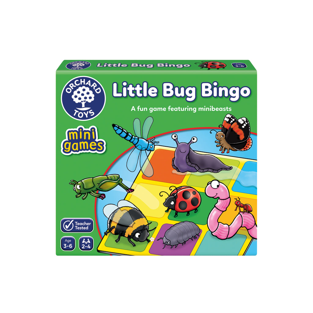 Box of Orchard Toys Little Bug Bingo game on a white background