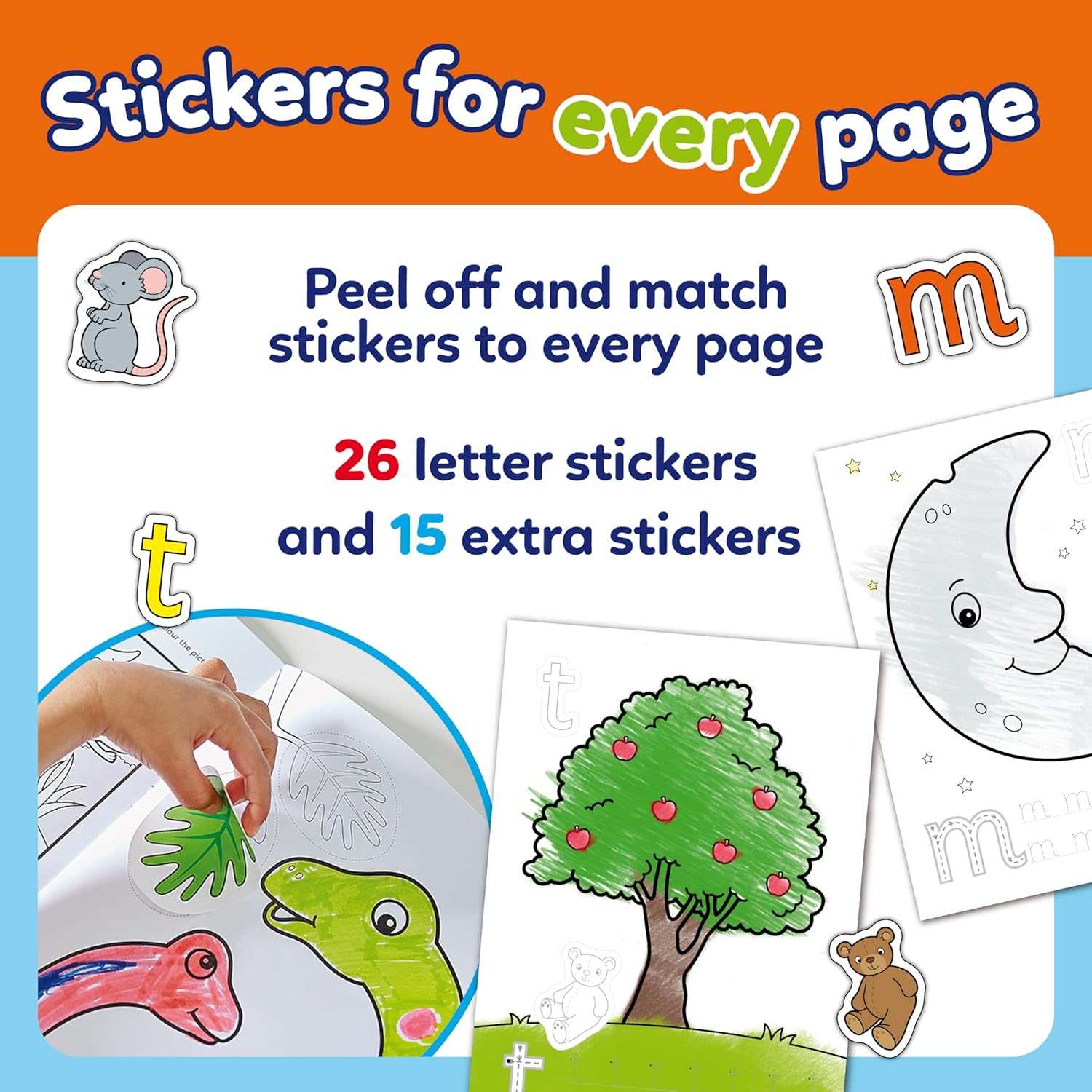 Orchard Toys Animals Colouring Book – Animal Sticker Colouring Activity Book Ages 3+