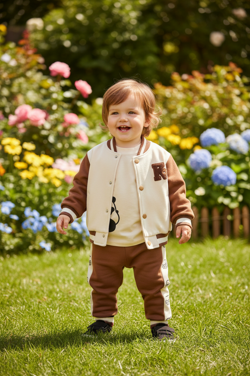 Child in Panda 3 Piece Set in Garden