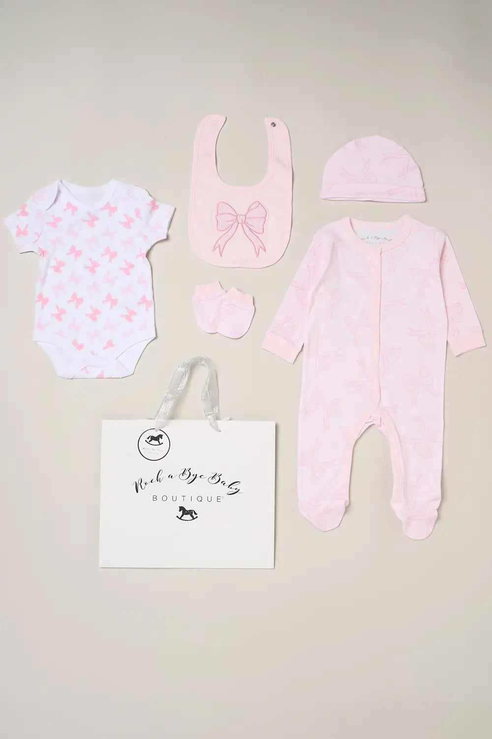 Rock a Bye Baby 5-Piece Bow Print Baby Gift Set